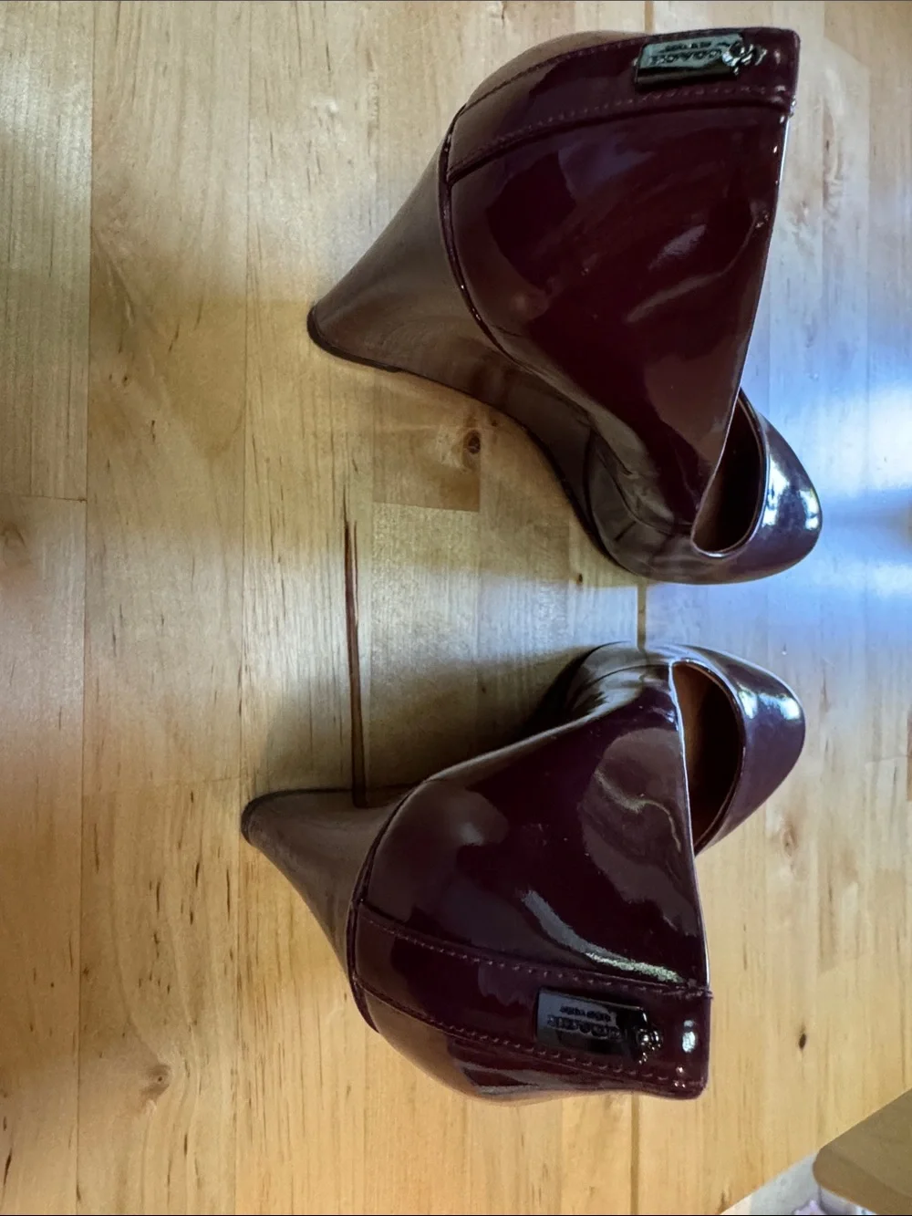 Coach Burgundy Patent Wedge Pumps